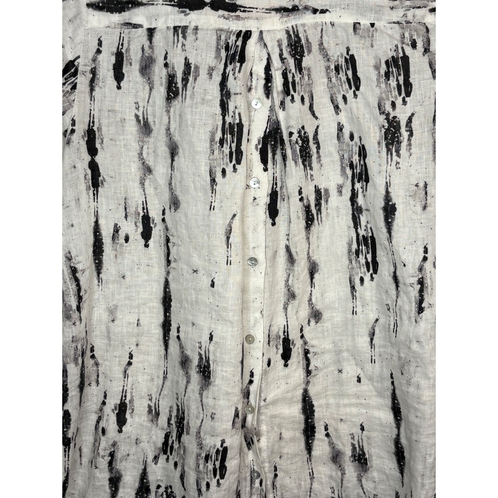 Boho Chic Linen Abstract Print Button Down Shirt … - image 7